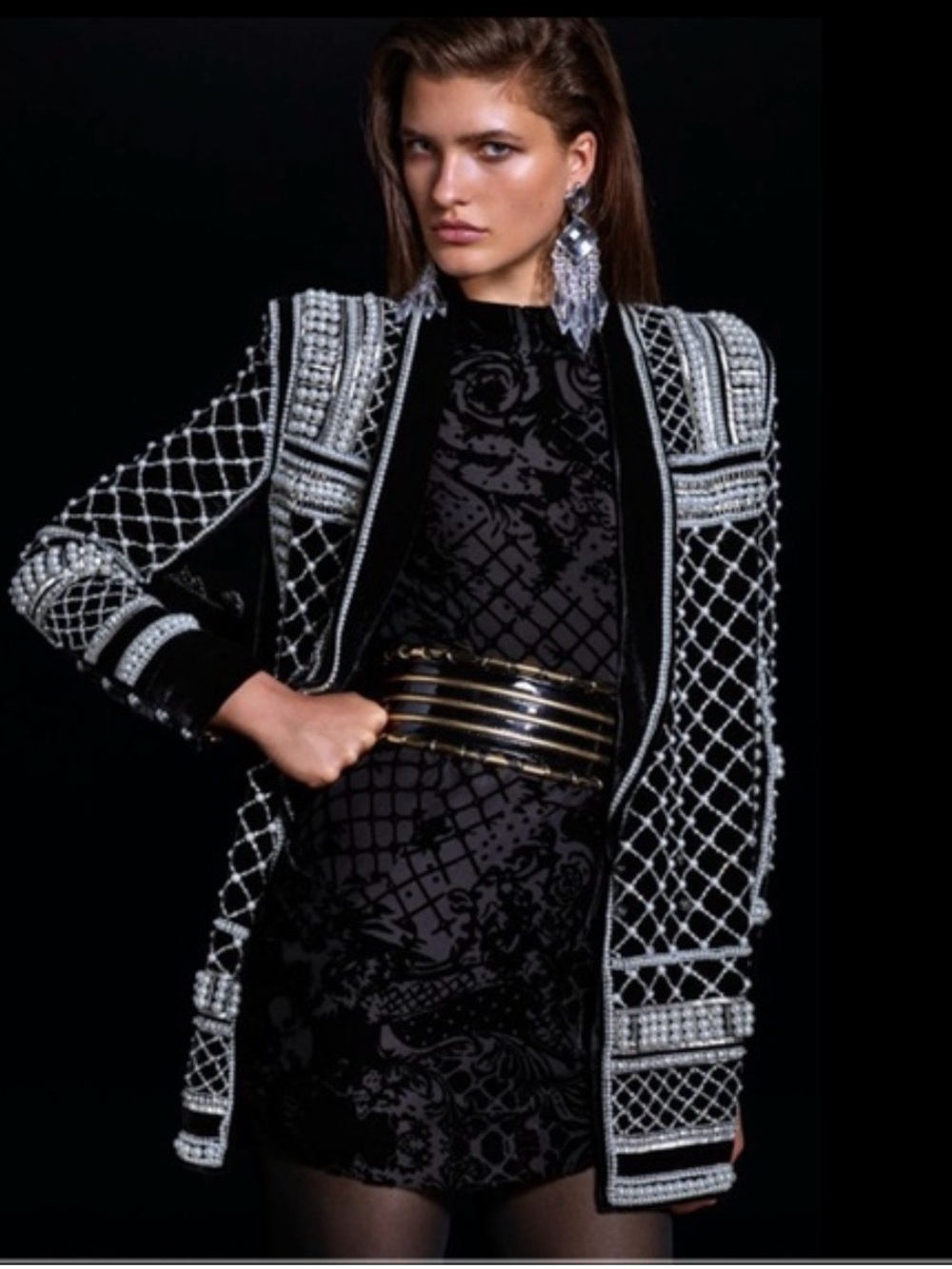 Balmain x H&M Black Velvet Burnout Silk Blend Mini Dress US 6 Designer